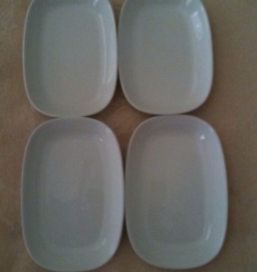 a group of white plates