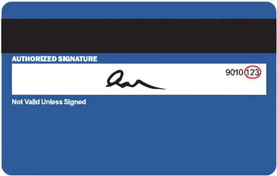 a blue and black card with a signature