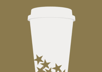 a white cup with a lid and stars on it