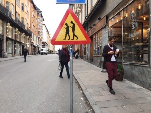 a sign on a street