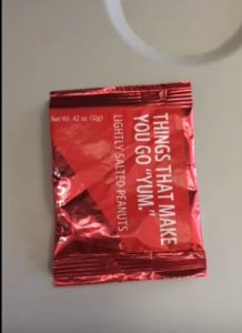 a red packet with white text