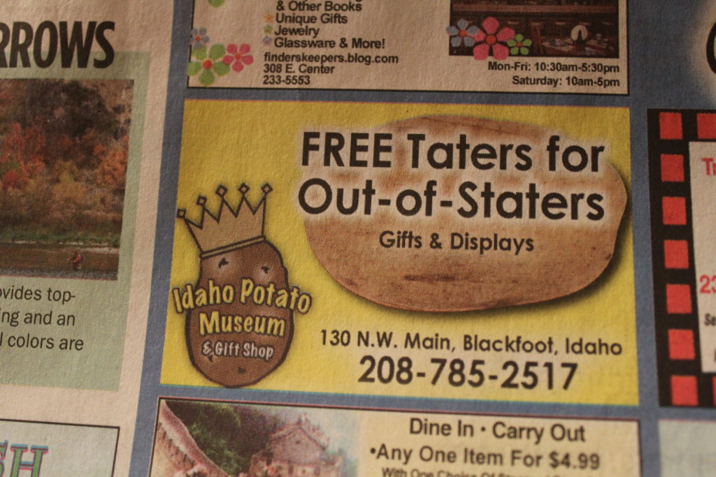 a newspaper advertisement with a picture of a potato
