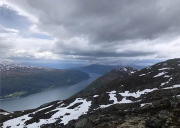 a view of a lake from a mountain