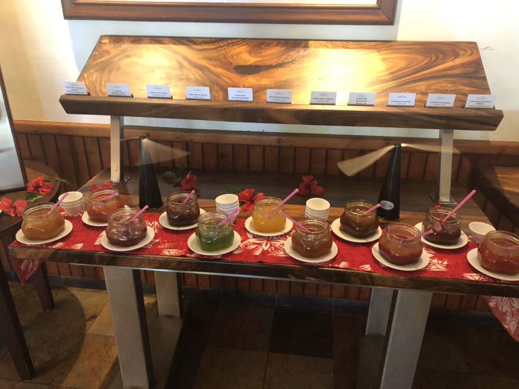 a table with jars of jam