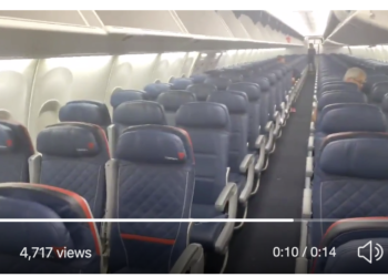 a video screen capture of an airplane