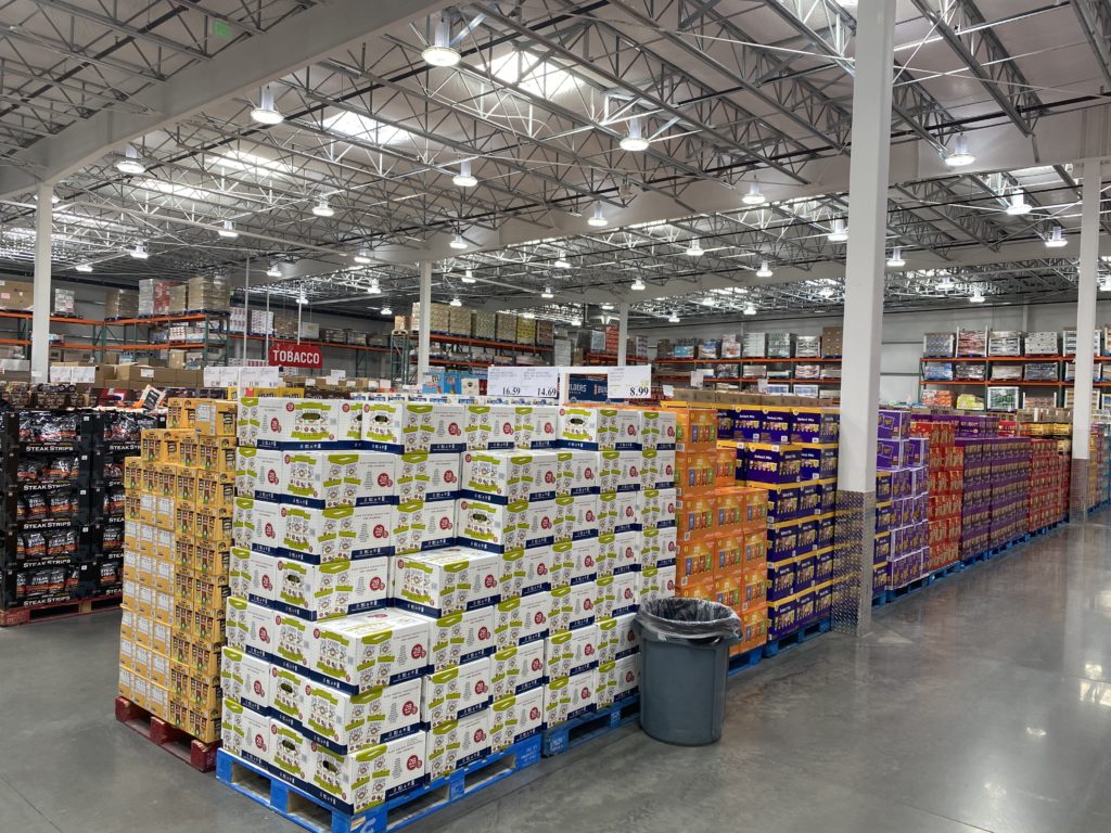 a large warehouse with boxes stacked on each other