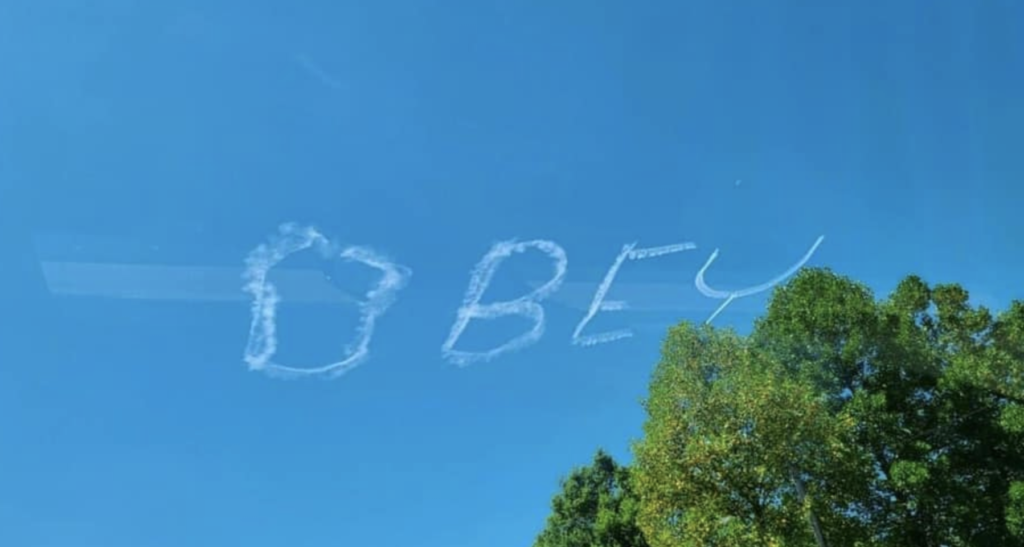 a writing in the sky