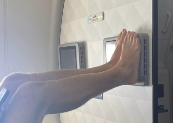 a person's feet on a device